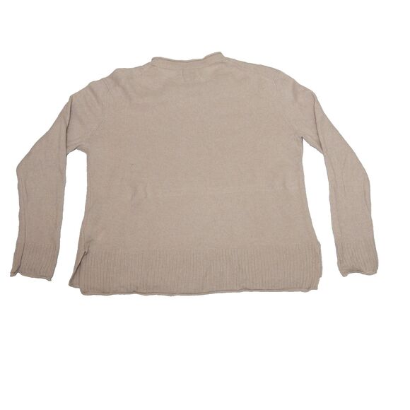 Rachel Zoe 100% 2- Ply Cashmere Beige Sweater XL | Quiet Luxury Minimalist Knit - Picture 9 of 11